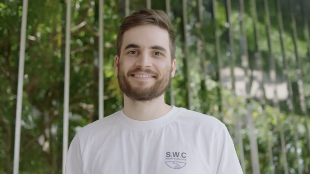 David Trevelyan, software engineer smiles at the camera