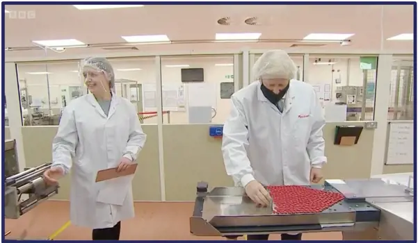 Alice Kan with former UK Prime Minster, Boris Johnson, during a visit to the Wockhardt factory.