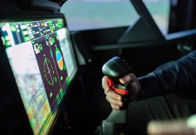 Aircraft cockpit control panel.