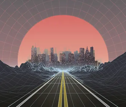Digitally rendered city scape